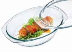 Ovalna steklena posoda 3l, s pokrovom 1,4l