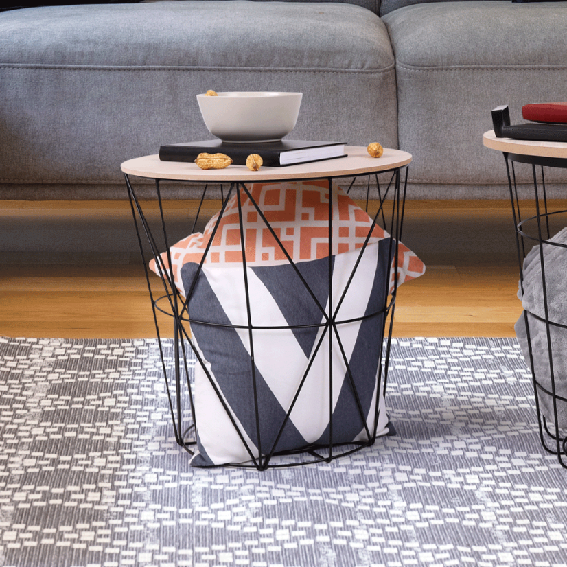 Příruční stolek, přírodní/černá, NANCER TYP 3 - AKCE