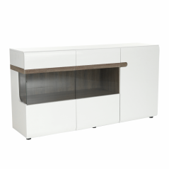 Kommode, Weiß Extra Hochglanz HG/Sonoma dunkle Trüffeleiche, LYNATET TYP 42