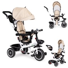 Tricicletă cu scaun rotativ la 360° ECOTOYS, bej