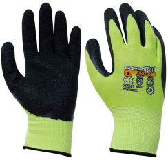 Ochranné rukavice SUPER TECH NYLEX, žltozelená priadza, latexová dlaň, veľkosť 9, VASKO