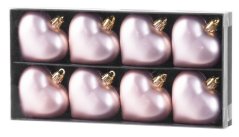 Decor de Craciun MagicHome, 8 buc, 6 cm, inimioare, roz, pentru brad (akce)