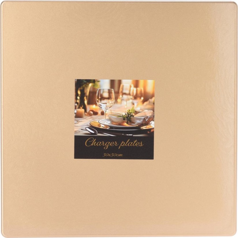 Quadratisches Tablett 30x30 cm Kunststoff gold