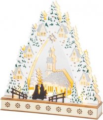 Dekoráció MagicHome karácsony, falu, LED, MDF, 30x7x33,5 cm
