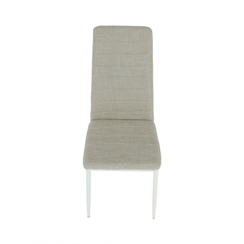 Stuhl, beige Stoff/weißes Metall, COLETA NOVA