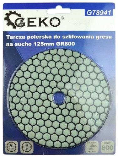 Disc de șlefuit diamantat 125 mm, granulație 800 Velcro, șlefuire uscată, GEKO