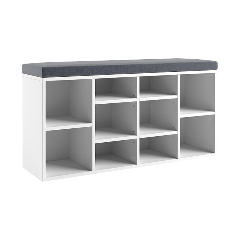 Schuhschrank mit Bank, weiß, LUSHKA