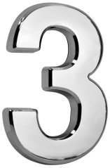 MagicHome Nummer „3“, Zuhause, mit Klebeband, silber, 70x100 mm, ABS