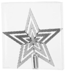 Ozdoba MagicHome Vánoce, 1 ks, 19,5 cm, hvězda, stříbrná, na vánoční stromek