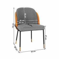 Jídelní židle, černobílá vzor/camel ekokůže, KIRNA