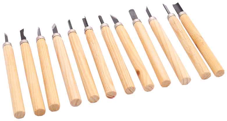 12-częściowy zestaw dłut rzeźbiarskich z drewnianą rączką do rowkowania, XL-TOOLS (akce)