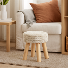 Hocker, beige Wolle, NAIDA (akce)
