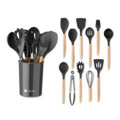 Unelte de bucătărie 11pcs, în bază neagră