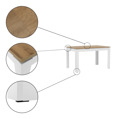 Stół składany, biały/dąb wotan 135-184x86 cm, VILGO