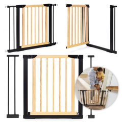 Bezpečnostná zábrana, 74-100 cm, na schody a dvere, kov a drevo, prídavné panely, ECOTOYS