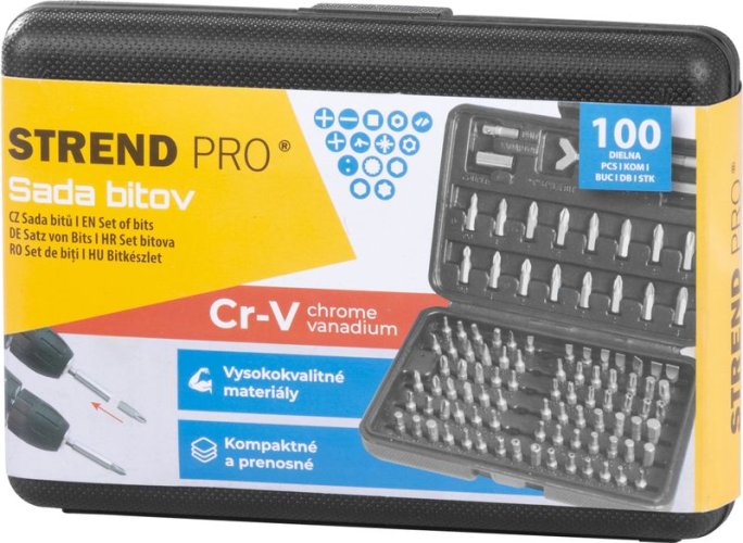 Sada bitov Strend Pro, 100 dielna, v kufri