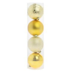 Ornament-Hängekugel 10 cm 4er-Set Kunststoff Goldmix