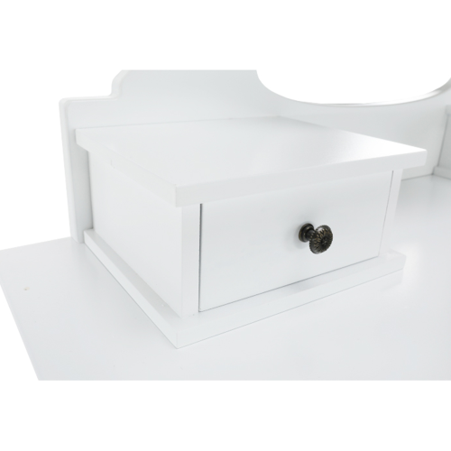 Toaletní stolek s taburetem, bílá/stříbrná, LINET NEW