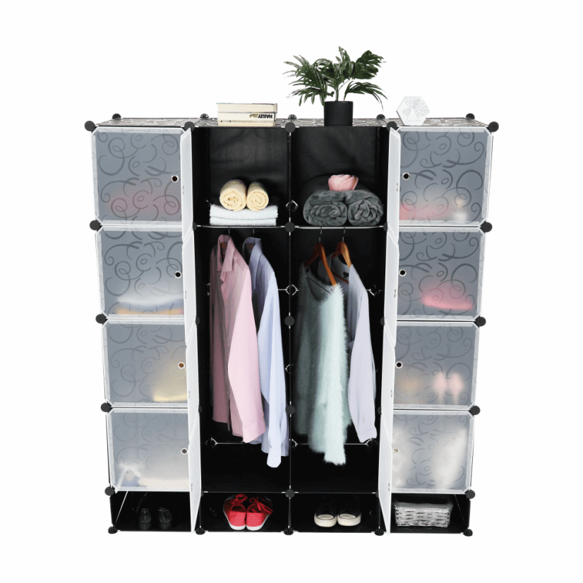 Modularni ormarski organizator, crna/mliječno bijela, RODAN TIP 2