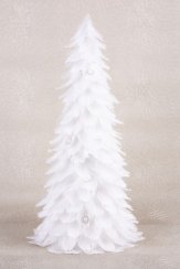 Dekorace MagicHome Vánoce, Stromeček z chmýří, bílý, 22x46 cm
