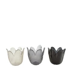 Svietnik na čajovú sviečku 8x7,5cm sklo, mix