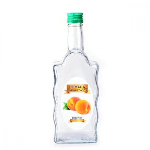 Fľaša na alkohol sklo 500ml MARHUĽOVICA hranatá, uzáver na závit Kláštorná KLC