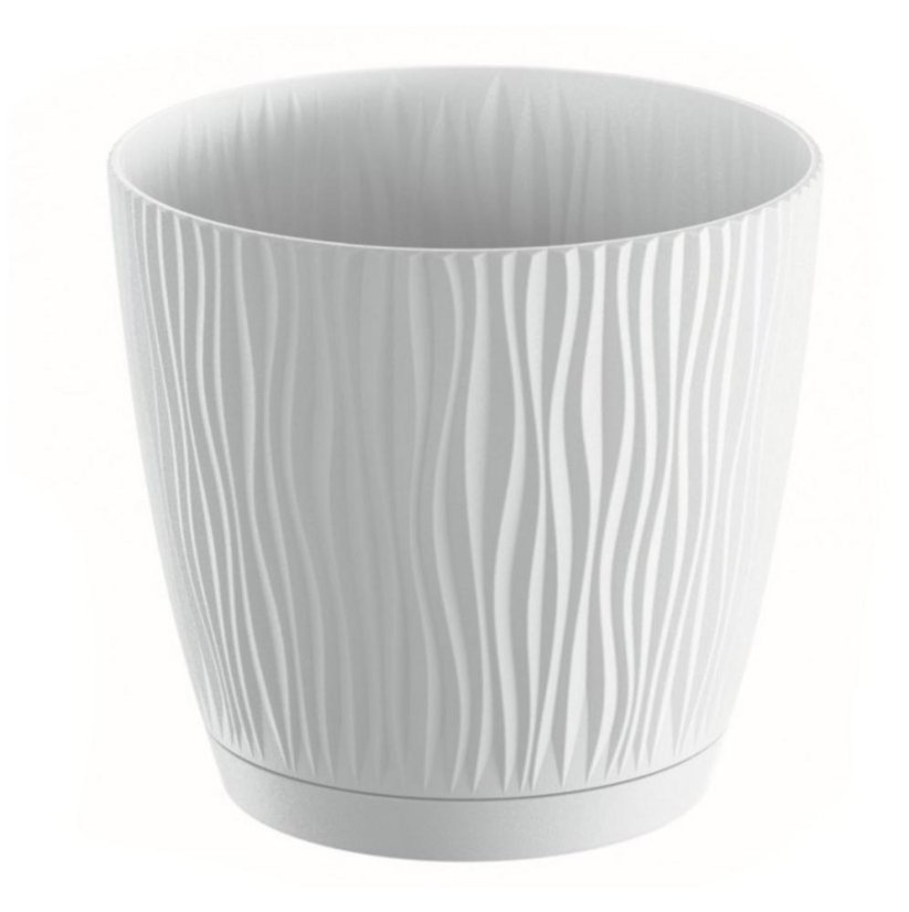 Blumentopf UH o168mm Höhe 157mm, 2,3L SANDY P weiß, mit Schale KLC