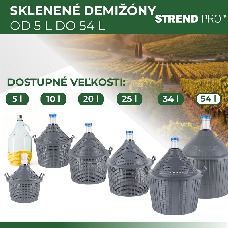 Demižón Strend Pro Cada Inco, 54 lit. staklena demižona za vino i rakiju, plastični poklopac
