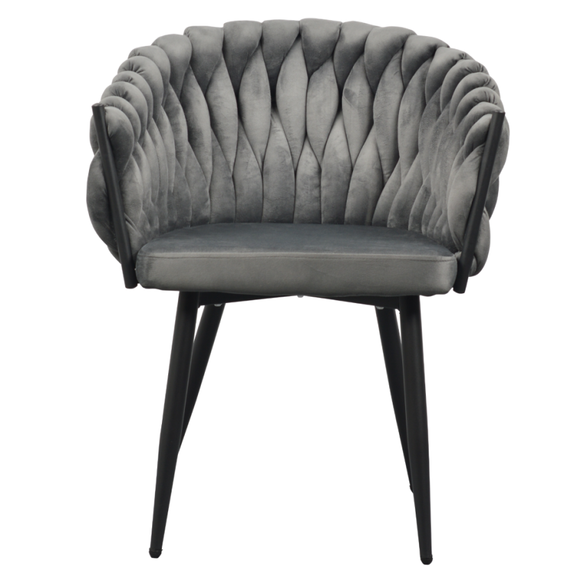 Esszimmerstuhl, dunkelgrauer Samtstoff/schwarz, BLER (akce) (akce)