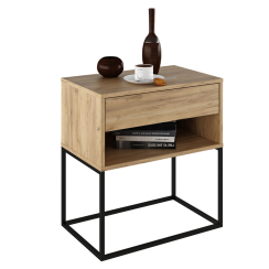 Noćni ormarić, hrast umjetničkog stila/crni, ARTI TYPE 2