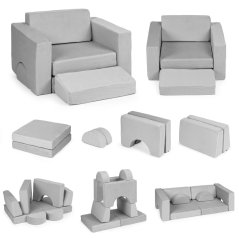 DIY moduláris szék gyerekeknek, 8 puha párnával, összecsukható - szürke ECOTOYS