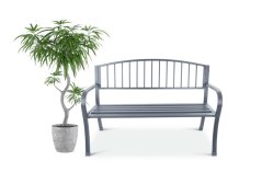 Záhradná lavička s operadlom, kovová, grafit