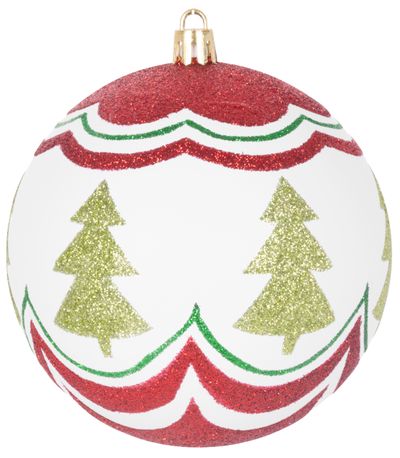 MagicHome Weihnachtskugeln, 4 Stück, rot - grün, mit Ornamenten, für den Weihnachtsbaum, 10 cm