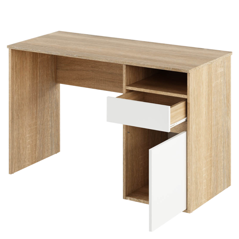 PC-Tisch, Sonoma-Eiche/Weiß, BILI NEU