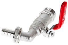 Ventil 3/4", Gewinde 1" mit Ende für 3/4"-Schlauch, GEKO