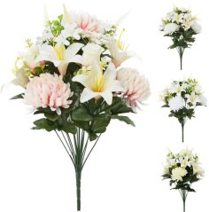 Buchet de crini și crizanteme, mix 4F, 51 cm