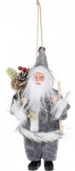Figurka Świętego Mikołaja 8x6x20 cm plastik/tekstylia szara