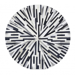 Luxusní kožený koberec, černá/béžová/bílá, patchwork, 200x200, KŮŽE TYP 8