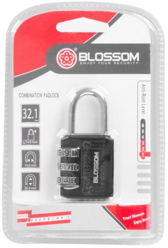 Zamek Blossom NL23A, 30 mm, Zn, číselný na kód, visací