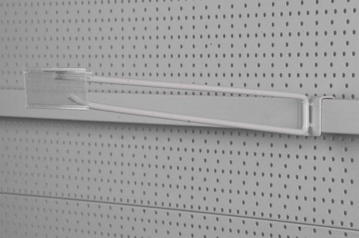 Umeraș rafturi H23 0400 mm, M08 cu etichetă de preț PVC, pentru stâlp