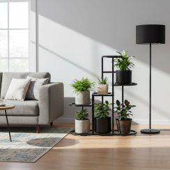 Stojan na kvety dekorácie 5 úrovní čierny ModernHome