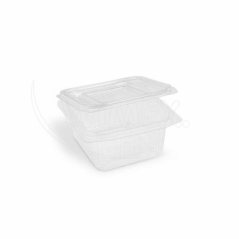 Tál-tartály (rPET) fedővel, négyzet alakú, átlátszó 500ml/50 db