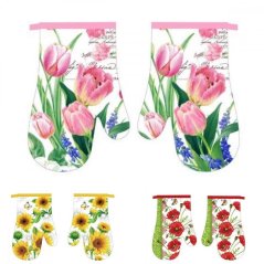 Rękawiczki kuchenne 2 szt./kpl. z magnesem FLOWERS II mix KLC
