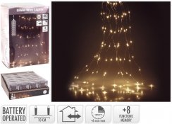 Světlo vánoční kaskáda 40 LED teplé bílé, s časovačem, s funkcemi, baterky, vnější/vnitřní
