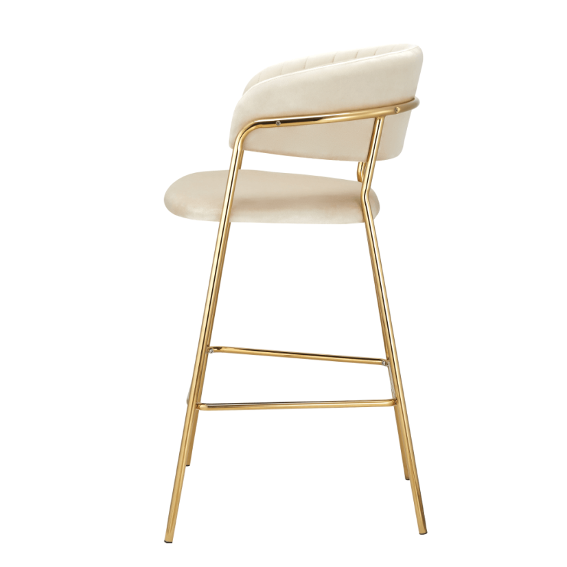 Designer Barhocker, beige Samtstoff/goldchrom, DASMIN TYP 2