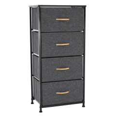 Komoda z szufladami materiałowymi, czarny/ciemnoszary, PALMERA TYP 2 (akce)