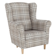 Sessel, braun karierter Stoff, CHARLOT