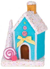 Decoratiuni MagicHome Christmas Candy Line, casa, albastru, 19x27 cm