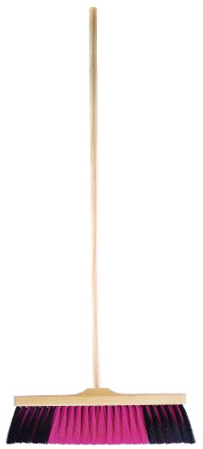 Koště dřevěná 50 cm, nylonový barevný vlas s dřevěnou borovicovou násadou, XL-TOOLS