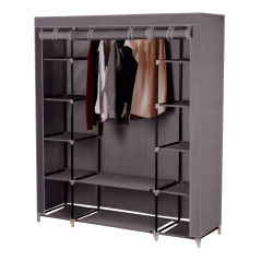 Šatní organizér, látka / kov, hnědá, METIN